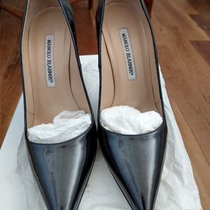 Manolo Blahnik BB 105 black anthracite patent pump